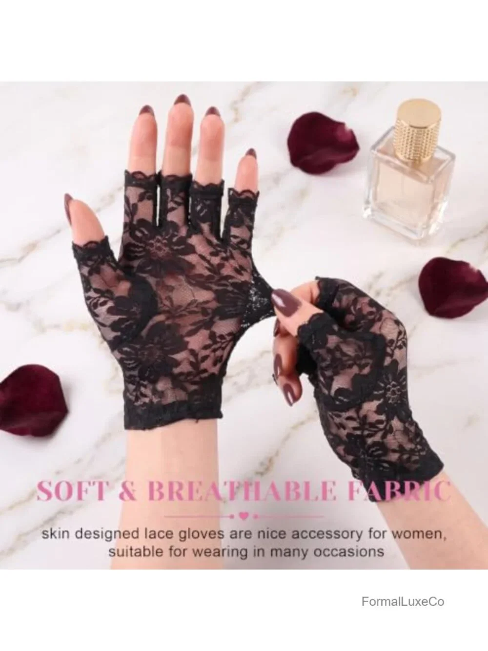 Lace Gloves for Women 1920s Bridal Short Floral Wedding Opera Tea Party